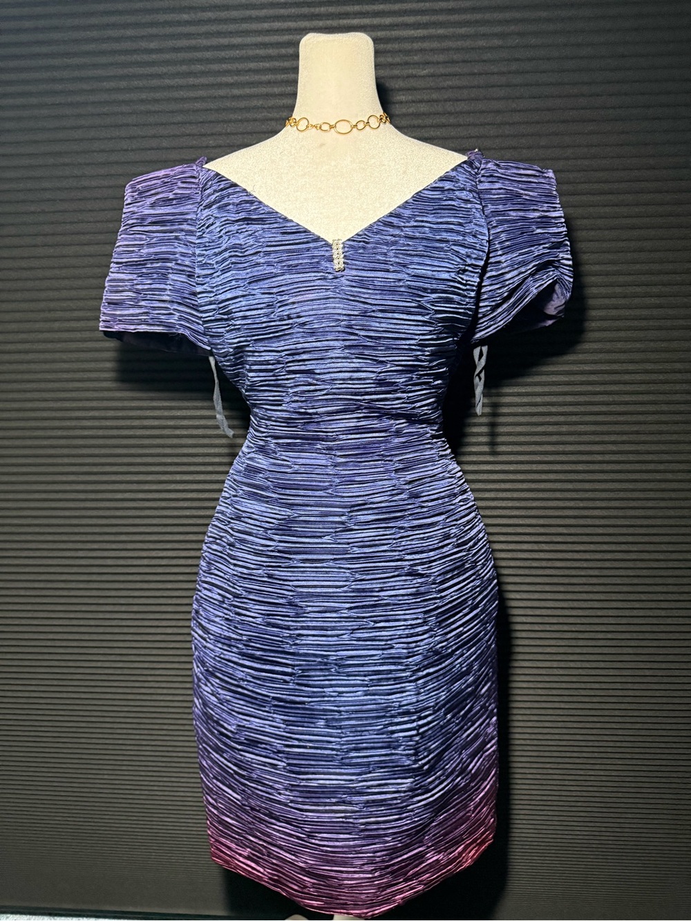 Purple Ombre Textured Sheath Dress